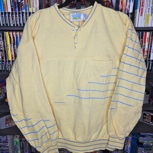 Vintage Line-Up Yellow Rugby Sweater Men’s M Blue Yellow Striped Long Sleeve
